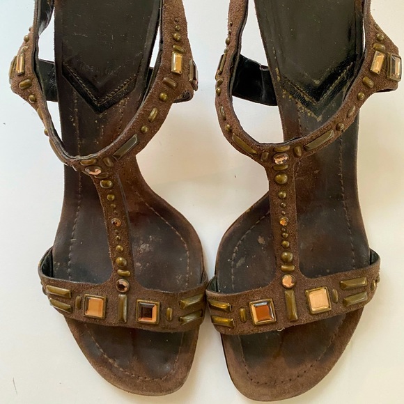 Miu Miu embellished T strap sandals. - Picture 1 of 6